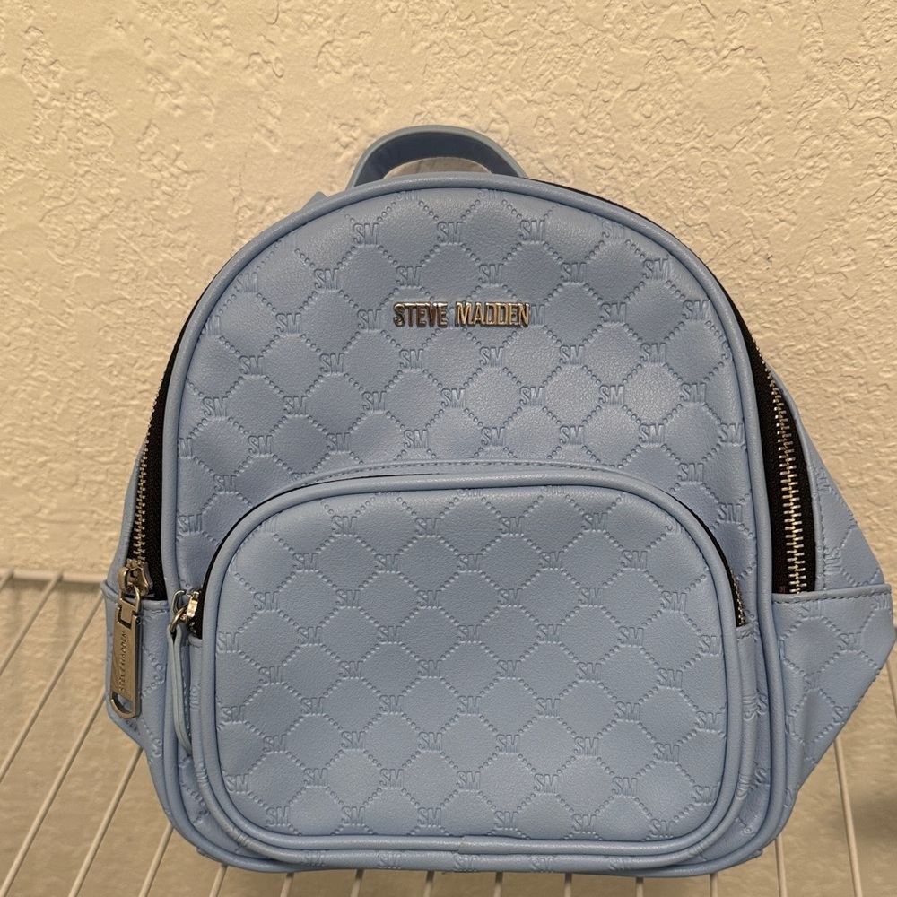 Steve Madden Light Blue Quilted Backpack